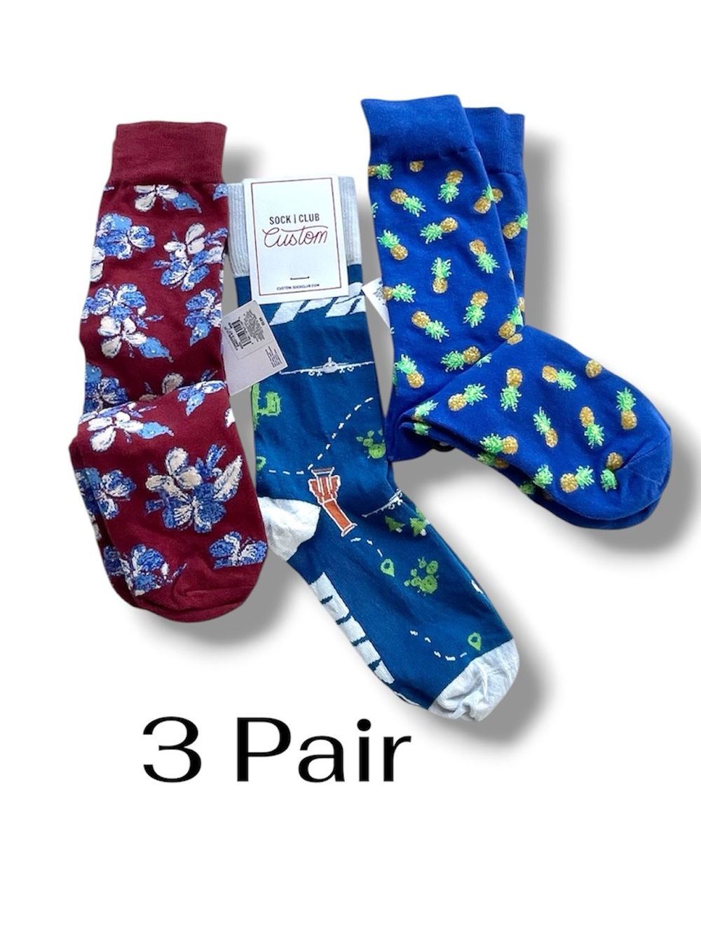 Men’s Socks Printed Novelty Crew 3 Pair One Size